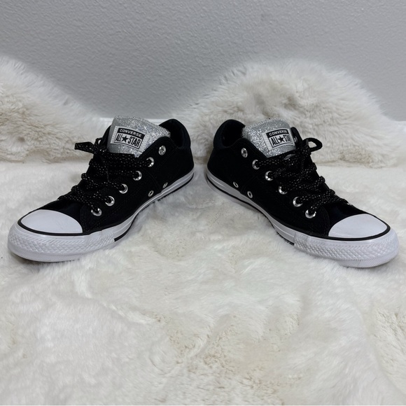 Converse All Star Madison Classic Low Top Shoes Black & Silver Glitter Sneakers - Picture 6 of 10